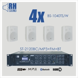 Nagłośnienie naścienne RH SOUND ST-2120BC/MP3+FM+BT + 4x BS-1040TS/W